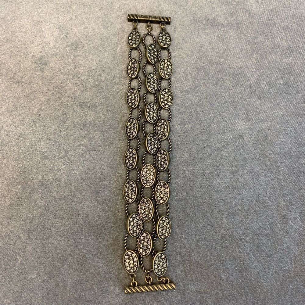 KIAM Family bronze brass tone layered Crystal rhinestone oval bracelet